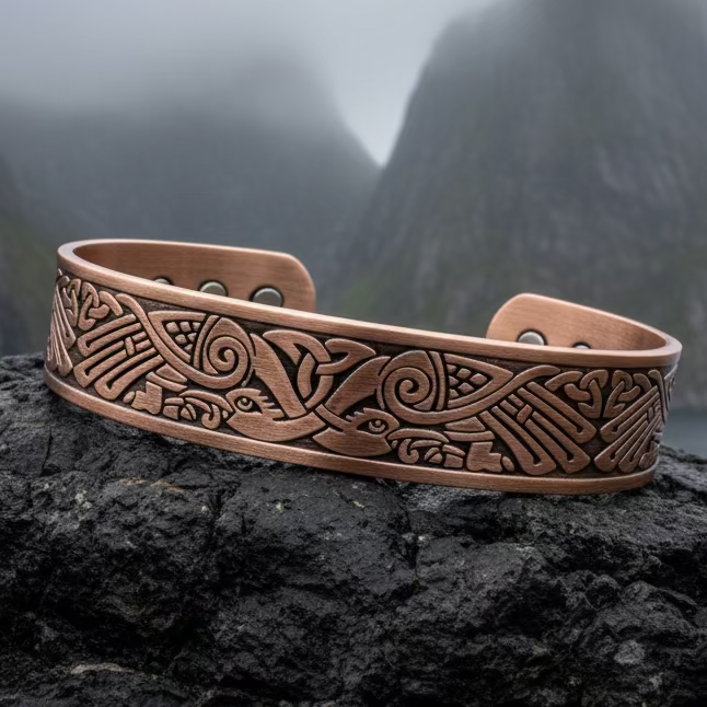 Celtic Birds Copper Cuff Bracelet