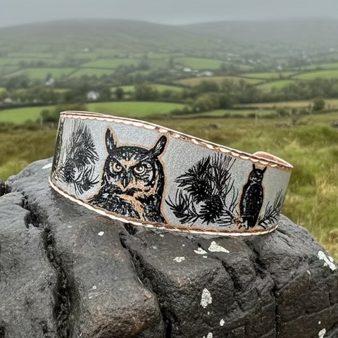 Load image into Gallery viewer, Mystical Owl Copper Cuff Bracelet