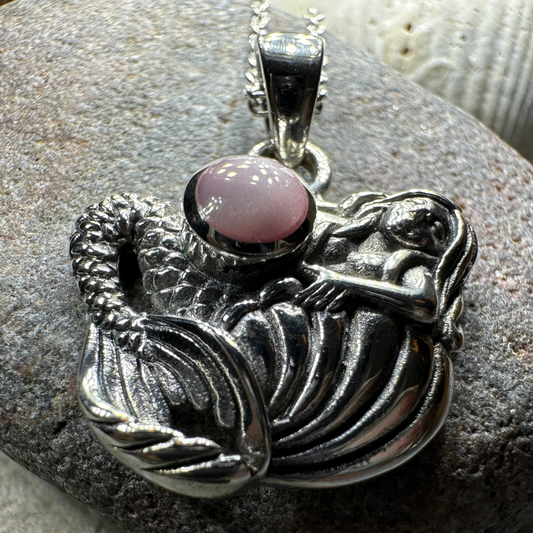 Pink Mermaid Necklace in Sterling Silver