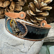 Load image into Gallery viewer, Starry Night Wolf Copper Cuff Bracelet