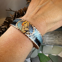 Load image into Gallery viewer, Starry Night Wolf Copper Cuff Bracelet