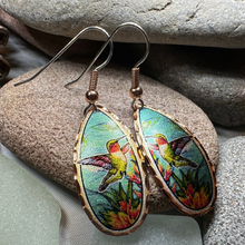 Load image into Gallery viewer, Summer Hummingbird Copper Earrings