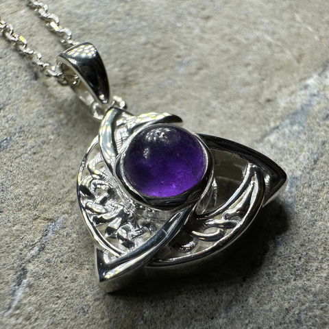 Load image into Gallery viewer, Evie Celtic Crescent Moon Necklace in Sterling Silver