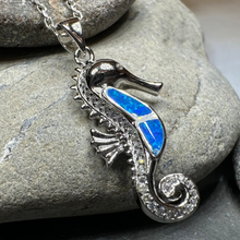 Load image into Gallery viewer, Blue Opal Seahorse Necklace