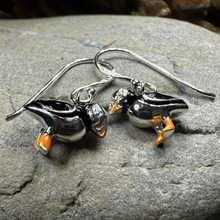 Load image into Gallery viewer, Enamel Puffin Earrings