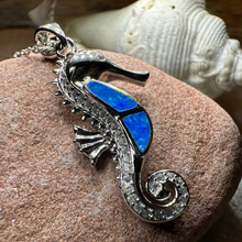 Load image into Gallery viewer, Blue Opal Seahorse Necklace