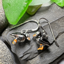 Load image into Gallery viewer, Enamel Puffin Earrings