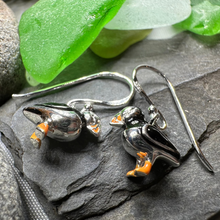Load image into Gallery viewer, Enamel Puffin Earrings