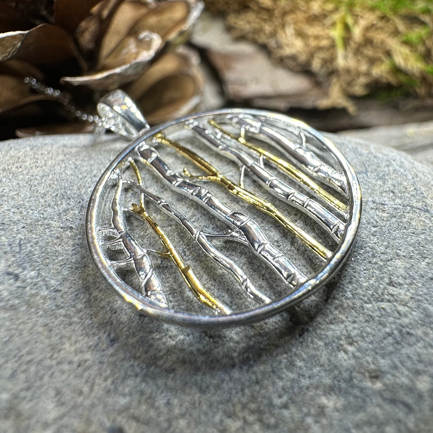 Birch Tree Forest Necklace in Sterling Silver — view 8