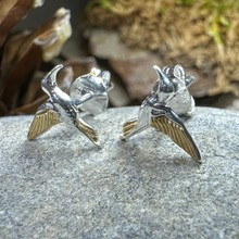 Load image into Gallery viewer, Golden Wing Hummingbird Post Earrings