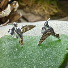 Load image into Gallery viewer, Golden Wing Hummingbird Post Earrings
