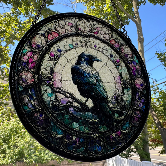 Purple Gothic Raven Suncatcher