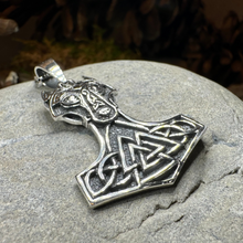 Load image into Gallery viewer, Wolf's Head Thor's Hammer Necklace