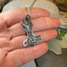 Load image into Gallery viewer, Wolf's Head Thor's Hammer Necklace