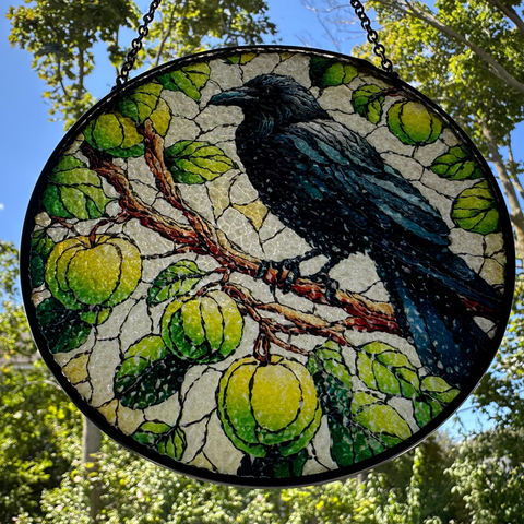 Load image into Gallery viewer, Green Raven Suncatcher