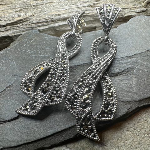 Load image into Gallery viewer, Valori Romantic Marcasite Earrings