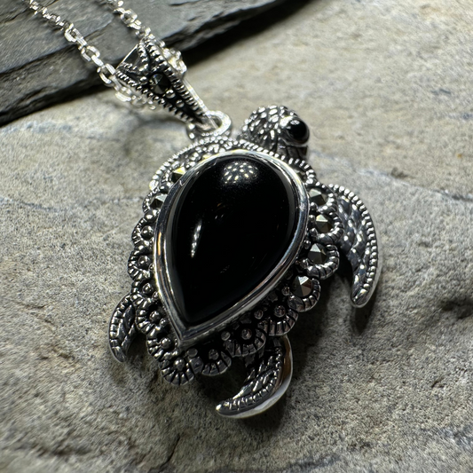 Aryn Onyx Turtle Necklace