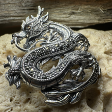 Load image into Gallery viewer, Dagahra Marcasite Dragon Brooch