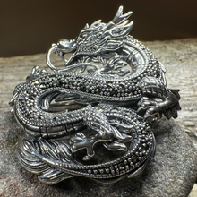 Load image into Gallery viewer, Dagahra Marcasite Dragon Brooch