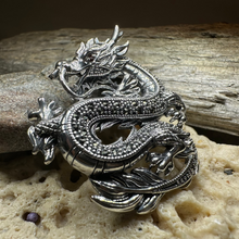 Load image into Gallery viewer, Dagahra Marcasite Dragon Brooch