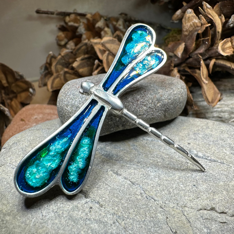 Load image into Gallery viewer, Blue Enamel Dragonfly Brooch for Women