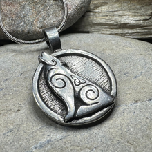 Load image into Gallery viewer, Celtic Wolf Pewter Necklace