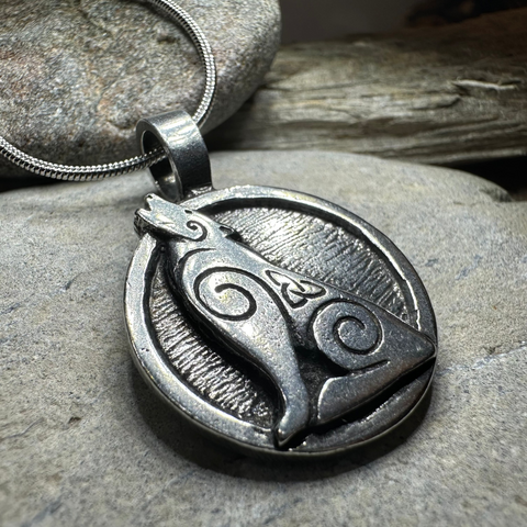 Load image into Gallery viewer, Celtic Wolf Pewter Necklace