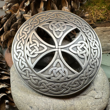 Load image into Gallery viewer, Large Celtic Cross Tartan Pin