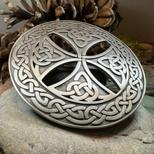 Load image into Gallery viewer, Large Celtic Cross Tartan Pin