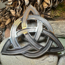 Load image into Gallery viewer, Large Celtic Triquetra Tartan Pin