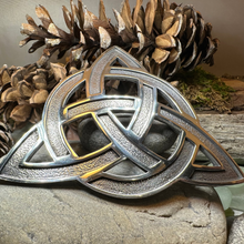 Load image into Gallery viewer, Large Celtic Triquetra Tartan Pin