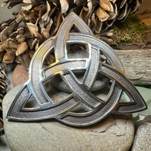 Load image into Gallery viewer, Large Celtic Triquetra Tartan Pin
