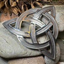 Load image into Gallery viewer, Large Celtic Triquetra Tartan Pin
