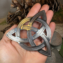 Load image into Gallery viewer, Large Celtic Triquetra Tartan Pin