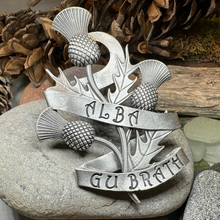 Load image into Gallery viewer, Alba Gu Brath Thistle Kilt Pin