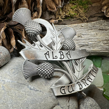 Load image into Gallery viewer, Alba Gu Brath Thistle Kilt Pin