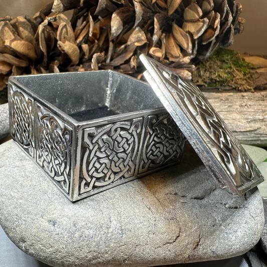 Square Celtic Trinket Box in pewter