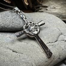 Load image into Gallery viewer, Celtic Claddagh Cross Necklace