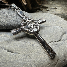 Load image into Gallery viewer, Celtic Claddagh Cross Necklace