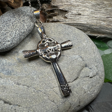 Load image into Gallery viewer, Celtic Claddagh Cross Necklace