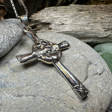 Load image into Gallery viewer, Celtic Claddagh Cross Necklace