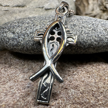 Load image into Gallery viewer, Ichthys Celtic Cross Necklace