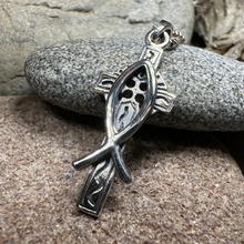 Load image into Gallery viewer, Ichthys Celtic Cross Necklace