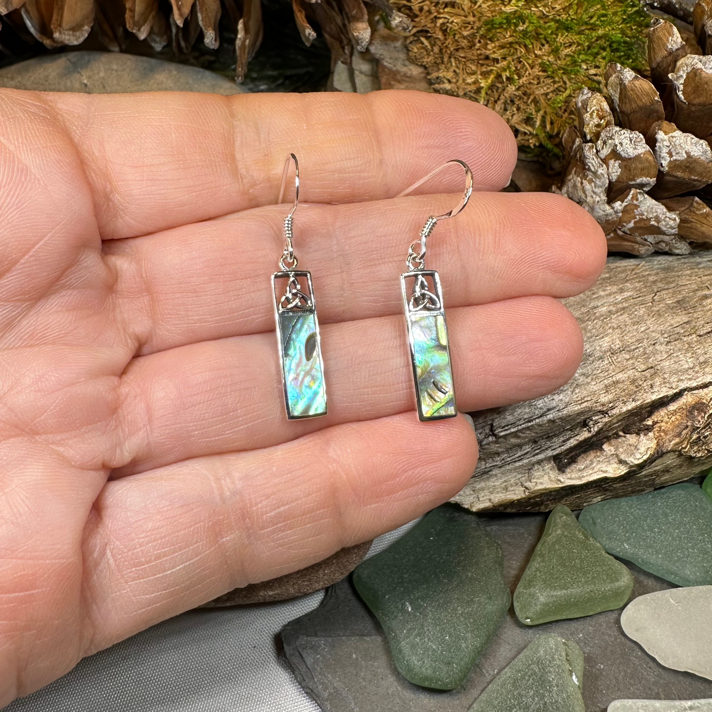 Celtic Trinity Knot Drop Earrings — view 2