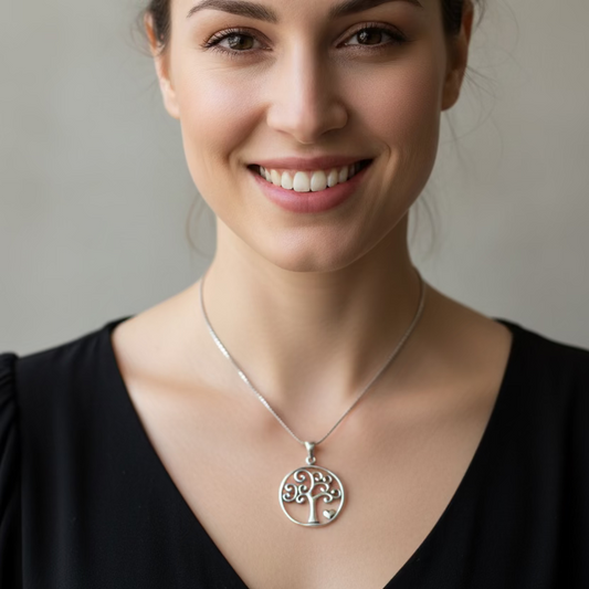 Heart Tree of Life Necklace in Sterling Silver