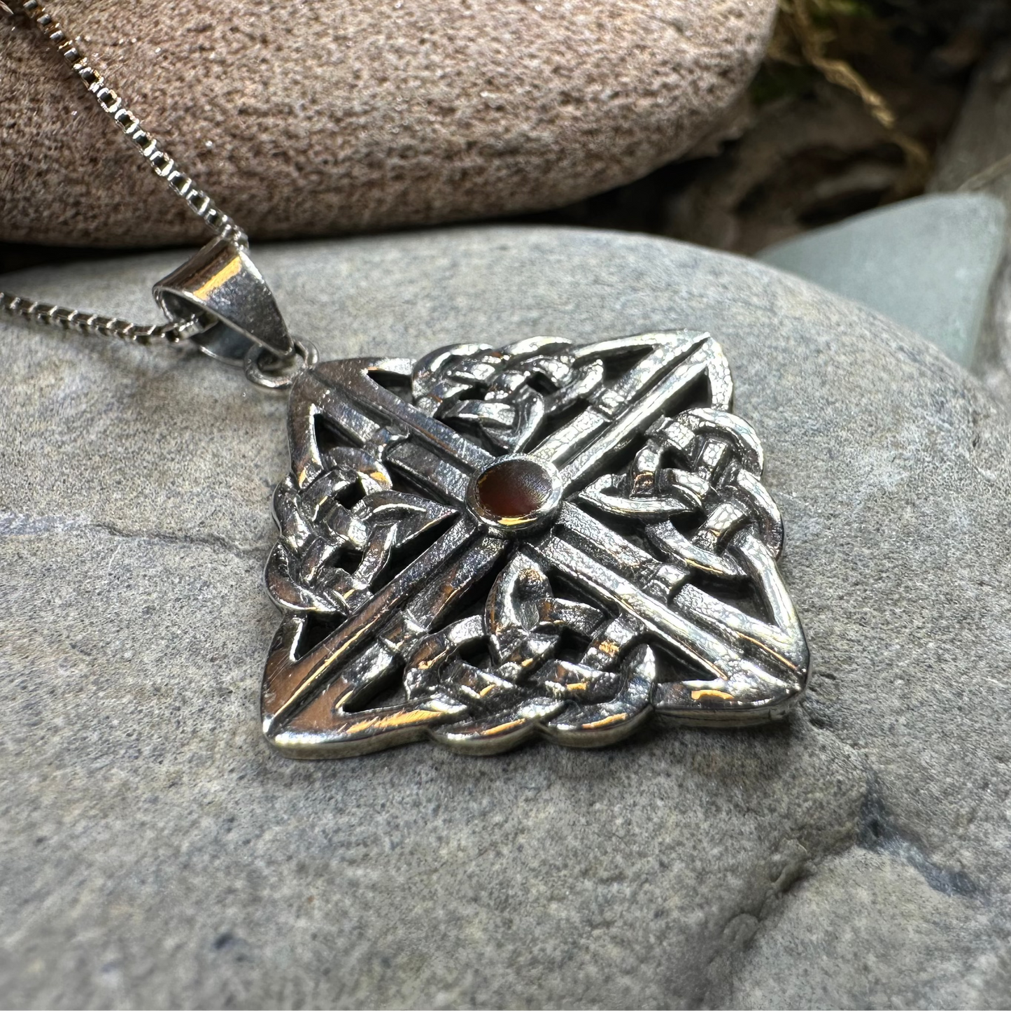 Asthore Celtic Knot Necklace in Sterling Silver — view 8
