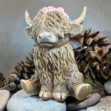 Load image into Gallery viewer, Flowers Highland Cow Figurine