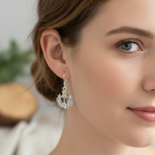 Alruna Scottish Thistle Earrings in Sterling Silver — view 2