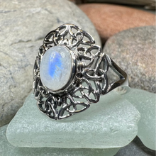 Load image into Gallery viewer, Celtic Starglow Moonstone Ring