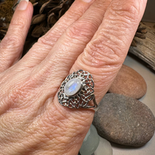 Load image into Gallery viewer, Celtic Starglow Moonstone Ring